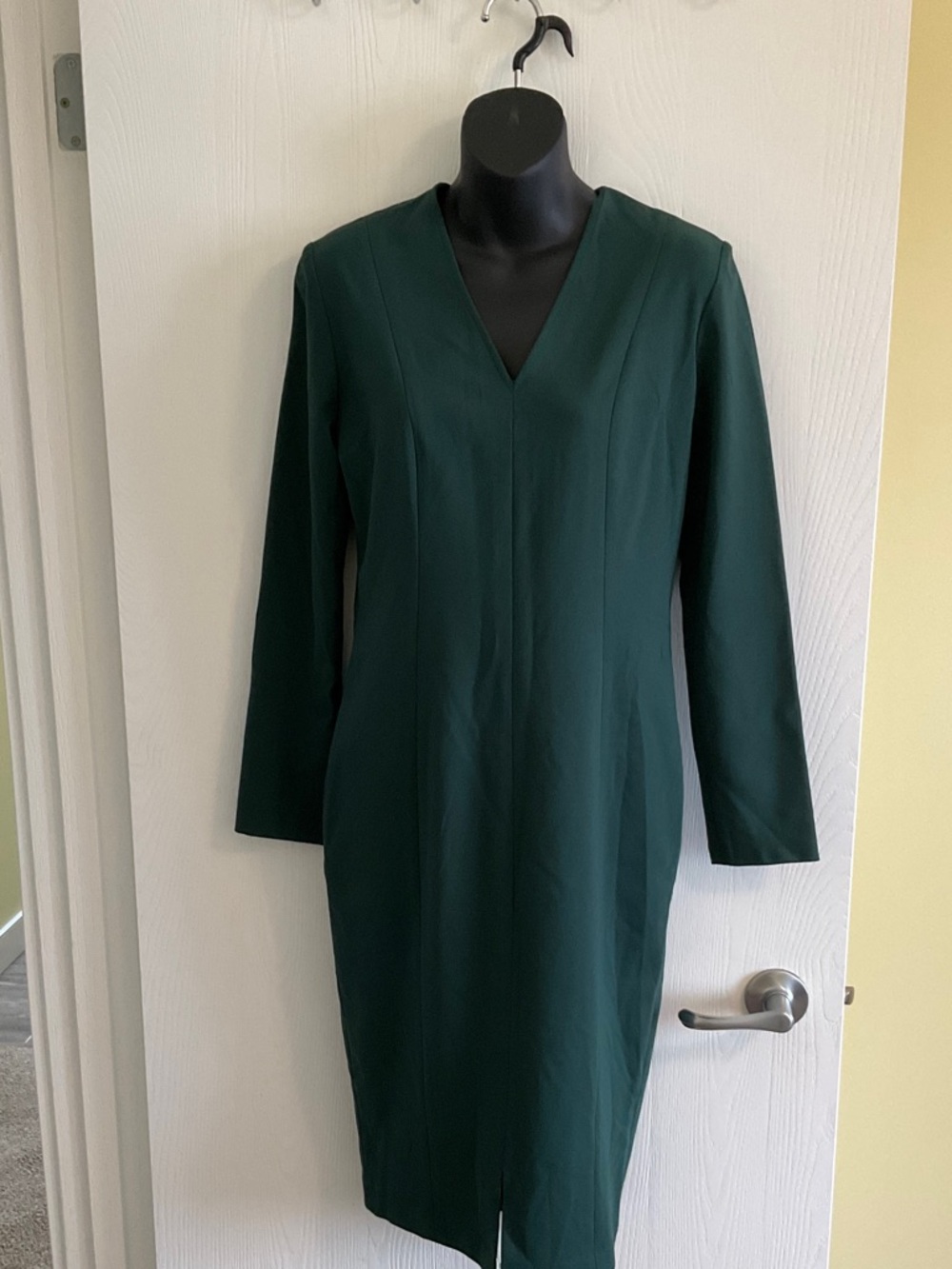 Pine Green V-Neck Long Sleeve Dress